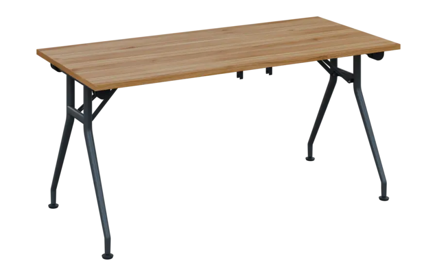 SLV 160 lak skládací jednací stůl 1600x700x750 mm, deska 25 mm, podnož černý lak, deska ořech světlý